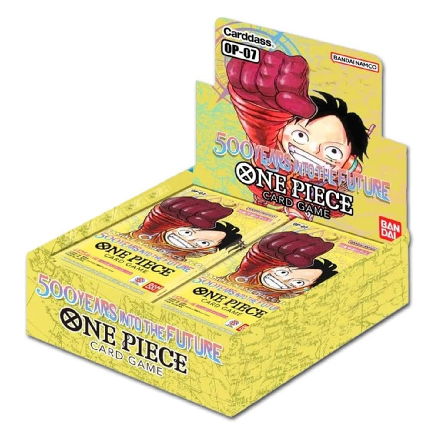 Box of One Piece card game with character illustration on a white background