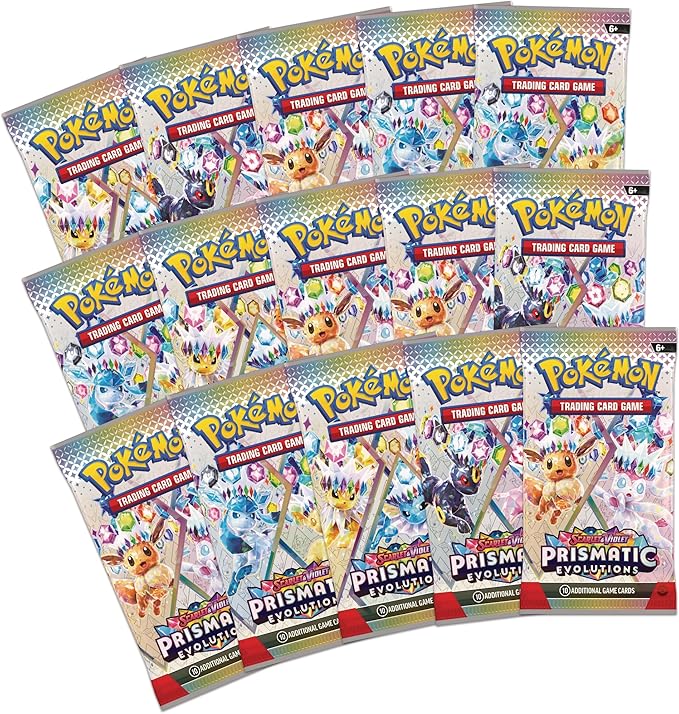 Multiple packs of Pokémon trading card game on a white background