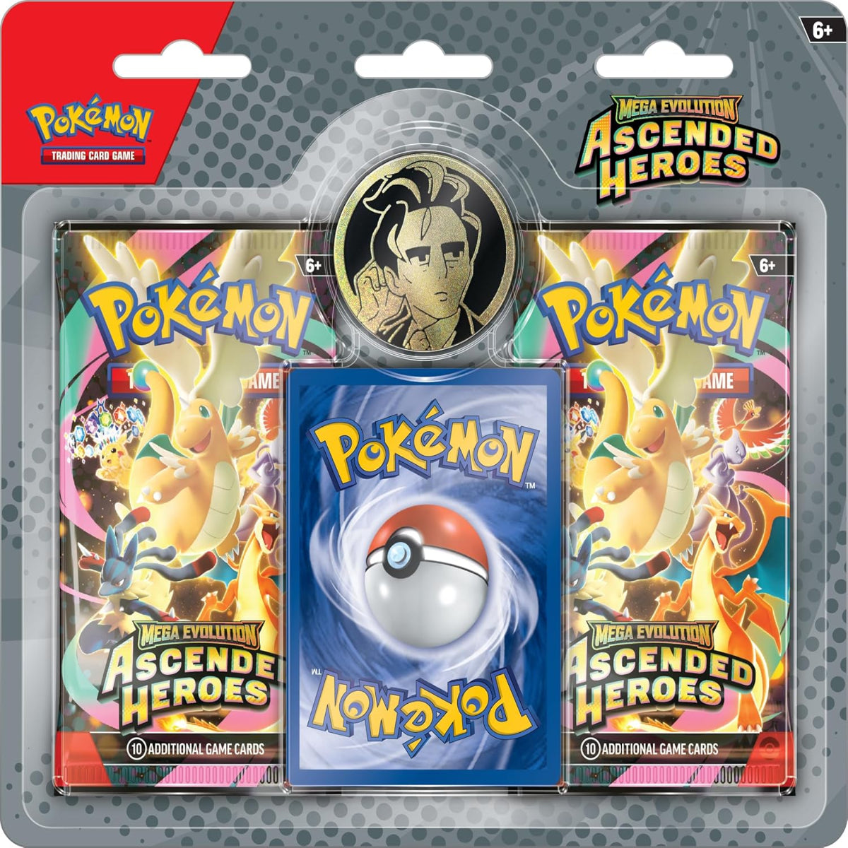 PokeTCG Pokémon TCG Mega Evolution Ascended Heroes 2-Pack blister with booster packs, random promo card and collector coin.