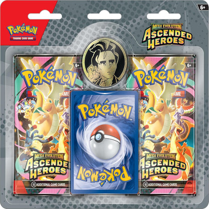 PokeTCG Pokémon TCG Mega Evolution Ascended Heroes 2-Pack blister with booster packs, random promo card and collector coin.