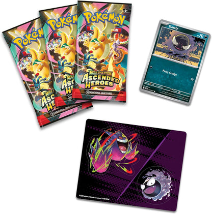 Gastly and Mega Gengar tech sticker sheet included in the PokeTCG Pokémon Ascended Heroes Tech Sticker Collection.