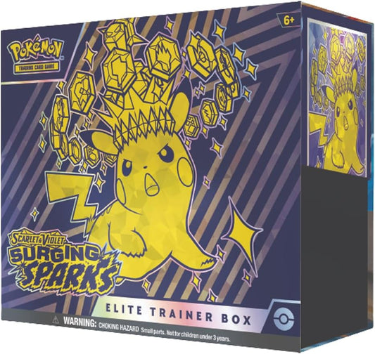Pokemon TCG Scarlet and Violet Surging Sparks Elite Trainer Box with Pikachu artwork