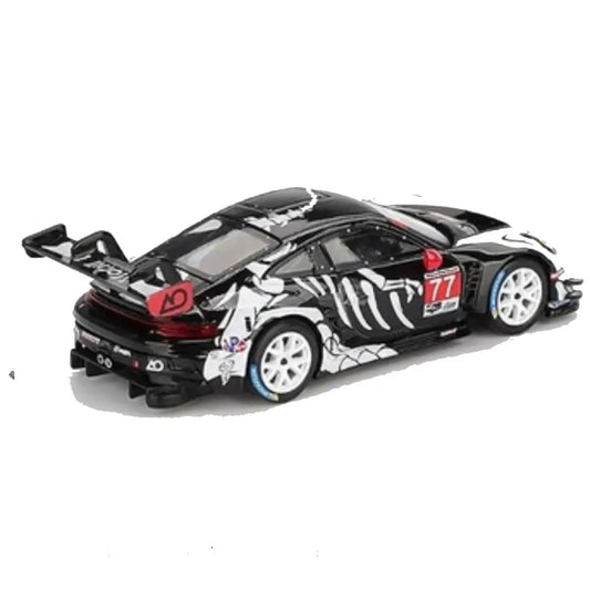 MINI GT Porsche 911 GT3 R #77 AO Racing Skeleton Rexy 2025 IMSA Petit Le Mans – 1:64 Diecast Model Car