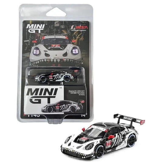 MINI GT Porsche 911 GT3 R #77 AO Racing Skeleton Rexy 2025 IMSA Petit Le Mans – 1:64 Diecast Model Car