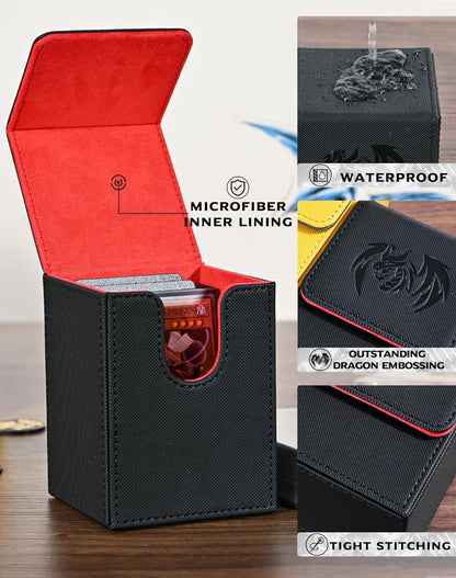 UAONO Sky Dragon Premium Leather Deck Box – Black & Red (100+) -  PokeTCG