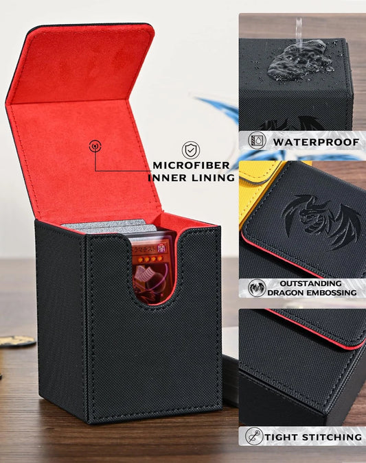 UAONO Sky Dragon Premium Leather Deck Box – Black & Red (100+) -  PokeTCG