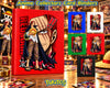 Shanks-inspired One Piece anime card binders in red, blue, white, green, and black for trading card collectors.