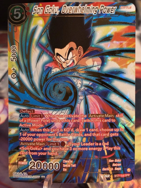 Son Goku Overwhelming Power BT21-008 SPR Dragon Ball Super Wild Resurgence Special Rare foil card