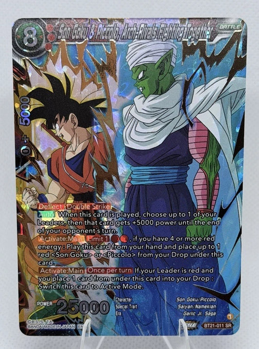 Son Goku & Piccolo Arch-Rivals Fighting Together BT21-011 SR Dragon Ball Super Wild Resurgence foil card