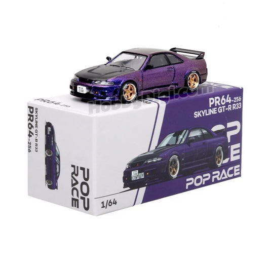 POP RACE Nissan Skyline GT-R R33 NISMO Midnight Purple PR640256 – 1:64 Premium JDM Diecast Model Car