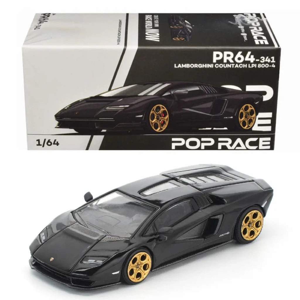POP RACE Lamborghini Countach LPI 800-4 Deep Black PR640341 – 1:64 Premium Diecast Model Car