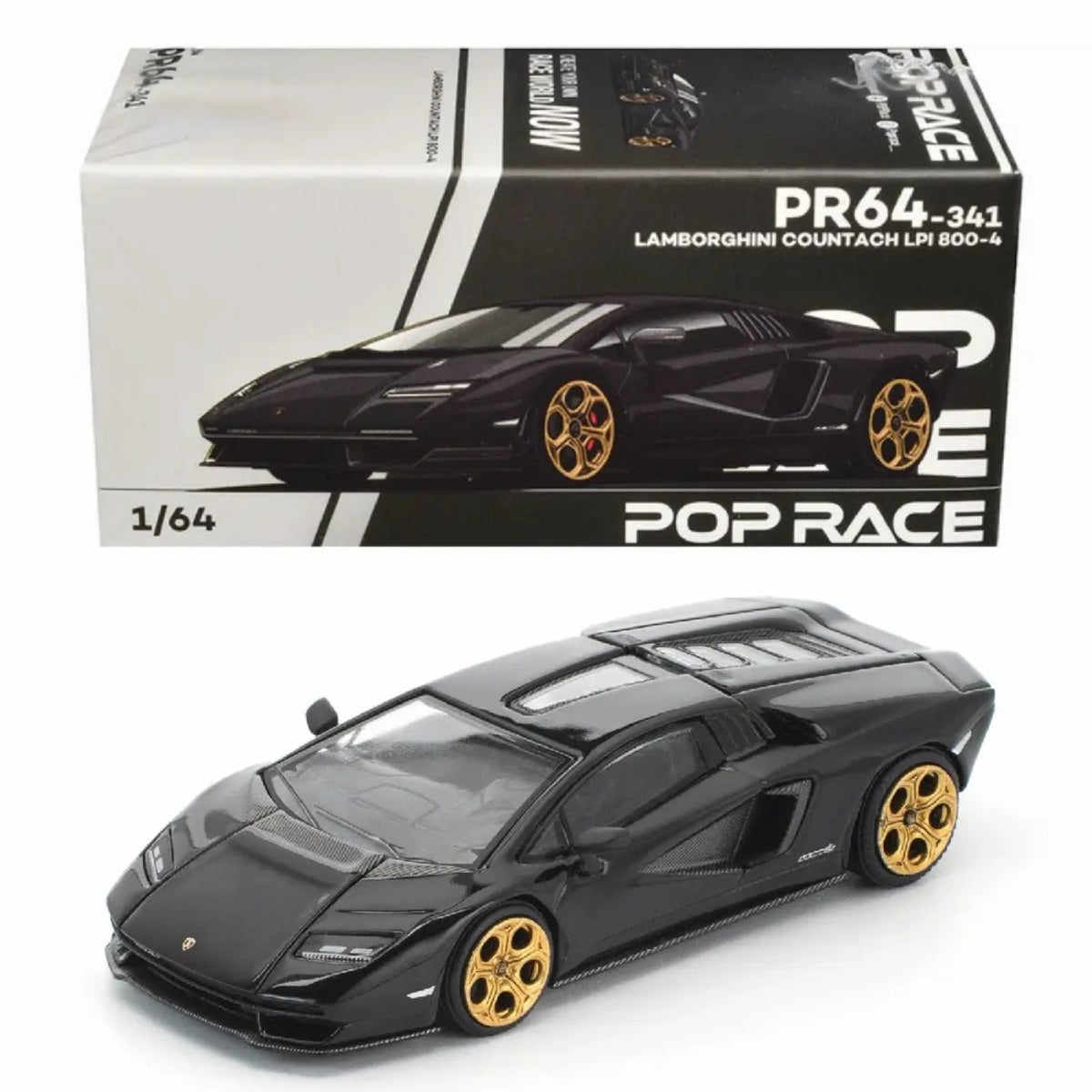 POP RACE Lamborghini Countach LPI 800-4 Deep Black PR640341 – 1:64 Premium Diecast Model Car