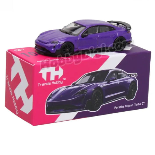 Trends Hobby Porsche Taycan Turbo GT Purple No. 104 – 1:64 Premium Electric Sports Car Diecast Model