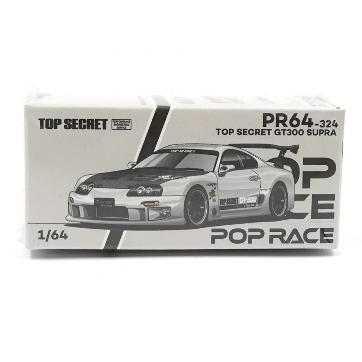 POP RACE Toyota Supra Top Secret GT300 White PR640364 – 1:64 Premium JDM Diecast Model Car