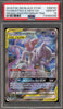 Pokémon trading card featuring Mewtwo & Mew GX with a PSA grading label.