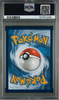 Pokémon trading card in a protective case with a PSA logo above it