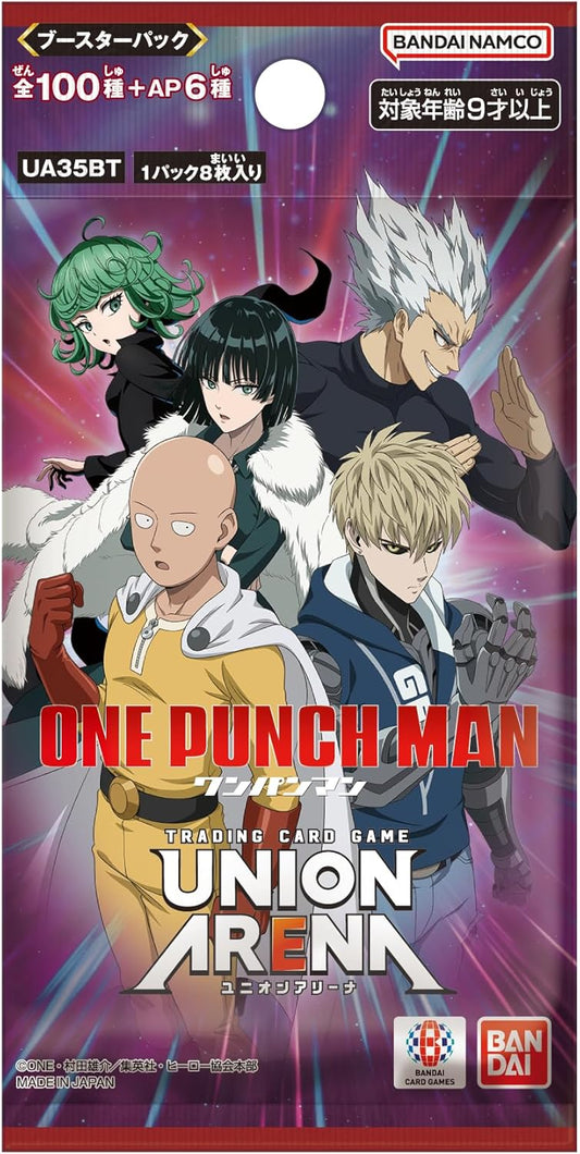 PokeTCG Union Arena One Punch Man UA35BT Japanese booster pack featuring Saitama and anime characters.