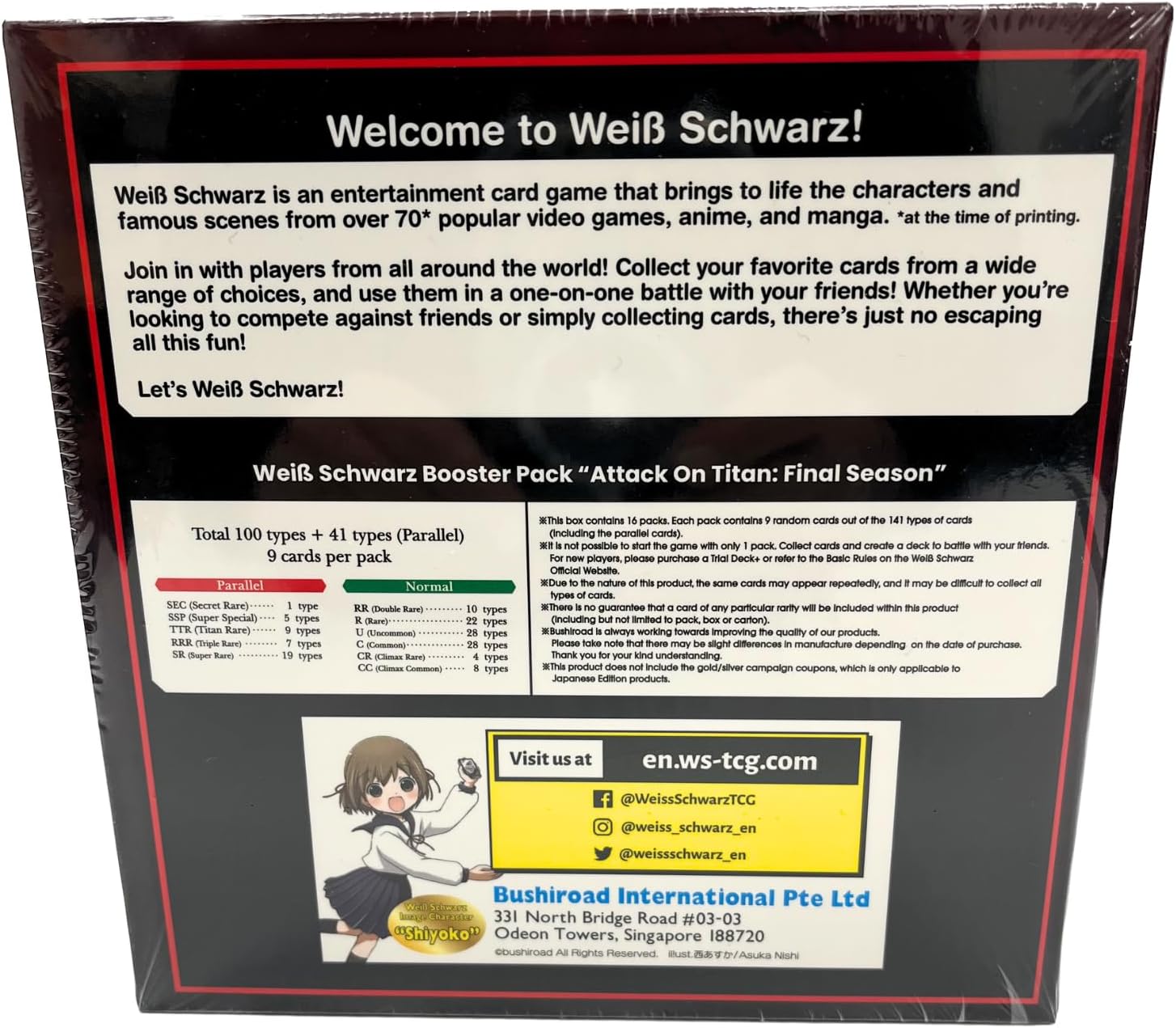 Sealed Weiss Schwarz Attack on Titan Final Season booster box English edition-Poketcg